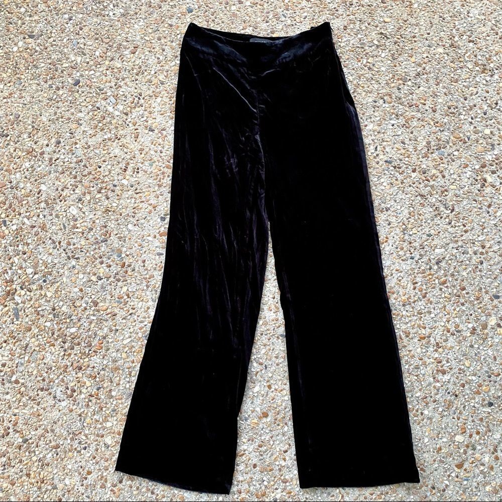 Talbots Whimsigoth Velour Velvet Black Wide Leg Pants Size 2